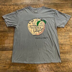 Comfort Colors Gray XL Shirt Galations 5:22-23 Peach Cooper Farms Fairfield TX